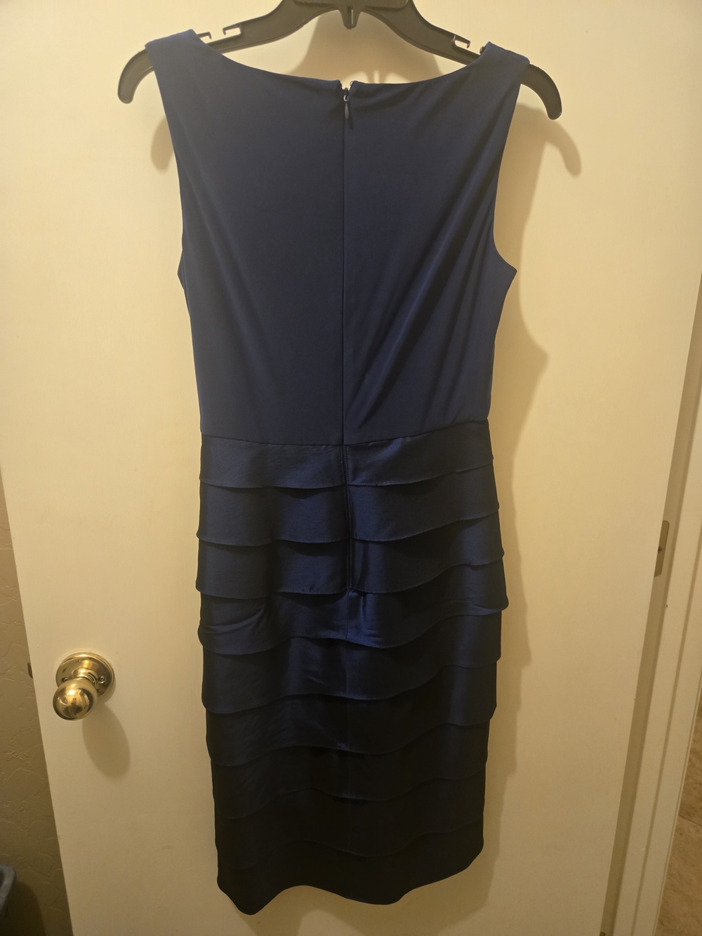 Adrianna Papell Tiered Ruffle Sheath Dress Black Midi Dress